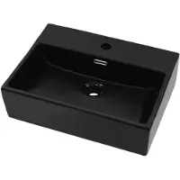 vidaXL Waschbecken mit Hahnloch Keramik Schwarz 51,5 x 38,5 x 15 cm