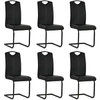 vidaXL Freischwinger 6 Stk. Schwarz Kunstleder