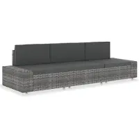 vidaXL Modulares 3-Sitzer-Sofa Poly Rattan Grau