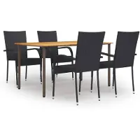 vidaXL 5-tlg. Garten-Essgruppe Poly Rattan Schwarz
