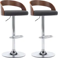 vidaXL Barhocker 2 Stk. Dunkelgrau Stoff und Bugholz