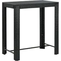 vidaXL Garten-Bartisch Schwarz 100x60,5x110,5 cm Poly Rattan
