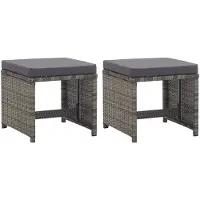 vidaXL Gartenhocker 2 Stk. mit Sitzkissen Poly Rattan Anthrazit