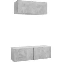 vidaXL 2-tlg. TV-Schrank-Set Betongrau Holzwerkstoff