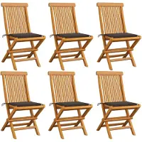vidaXL Gartenstühle mit Taupe Kissen 6 Stk. Massivholz Teak