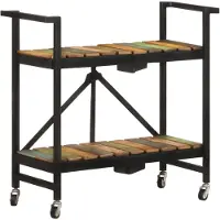 vidaXL Küchenwagen "Halbs" aus Massivholz, Stahl in schwarz. Abmessungen (B/H/T) 87x81x36 cm