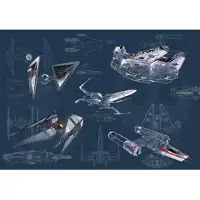 Komar Vliestapete "Digitaldruck Vlies - Star Wars Blueprint Dark - Größe 400 x 280 cm" bedruckt glatt Kinderzimmer