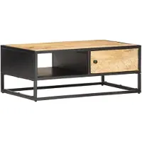 vidaXL Couchtisch mit Geschnitzter Tür 90x55x36 cm Raues Mangoholz