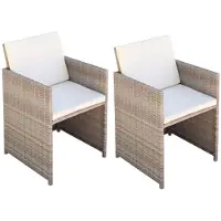 vidaXL Gartenstühle 2 Stk. mit Polstern und Kissen Poly Rattan Beige