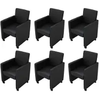 vidaXL Esszimmerstühle 6 Stk. Schwarz Kunstleder