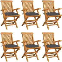 vidaXL Gartenstühle mit Anthrazit Kissen 6 Stk. Massivholz Teak
