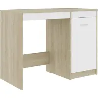 vidaXL Schreibtisch Weiß Sonoma-Eiche 100x50x76 cm Holzwerkstoff