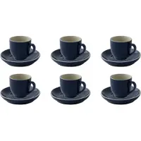Palmer colors Kaffeetassen - 6er-Set, Porzellan, blau, 14 cl – 12 cm moderne, kompakte Form, für Kaffee, Espresso, Ristretto und Heißgetränke