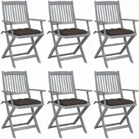 vidaXL Klappbare Gartenstühle 6 Stk. mit Kissen Massivholz Akazie