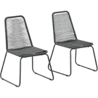 vidaXL Gartenstühle 2 Stk. Poly Rattan Schwarz