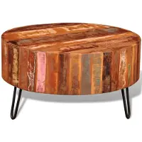 vidaXL Couchtisch Altholz Massiv Rund