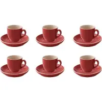 Palmer colors Kaffeetassen - 6er-Set, Porzellan, rot, 14 cl – 12 cm moderne, kompakte Form, für Kaffee, Espresso, Ristretto und Heißgetränke
