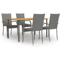 vidaXL 5-tlg. Garten-Essgruppe Poly Rattan Grau