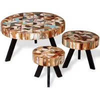 vidaXL 3-tlg. Couchtisch-Set Altholz Massiv