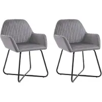 vidaXL Esszimmerstühle 2 Stk. Grau Samt