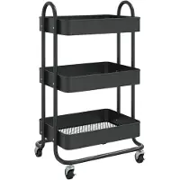vidaXL 3-Etagen-Wagen Schwarz 43x34x79 cm Stahl
