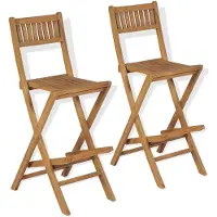 vidaXL Klappbare Garten-Barhocker 2 Stk. Massivholz Teak