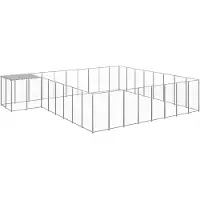 vidaXL Hundezwinger Silbern 20,57 m2 Stahl 3082234
