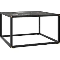 vidaXL Couchtisch Schwarz mit Schwarzem Glas in Marmor-Optik 60x60x35