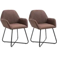 vidaXL Esszimmerstühle 2 Stk. Braun Stoff