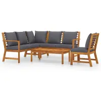 vidaXL 5-tlg. Garten-Lounge-Set mit Auflagen Massivholz Akazie