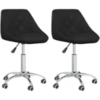 vidaXL Esszimmerstühle 2 Stk. Drehbar Schwarz Kunstleder
