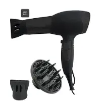 Beper 40.979 Haartrockner 2000 Watt, mit Diffusor und Konzentrator im Lieferumfang, rutschfester Griff, Schwarz NS