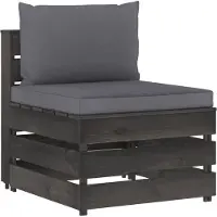 vidaXL Modulares Mittelsofa mit Kissen Grau Imprägniertes Holz
