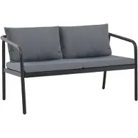 vidaXL 2-Sitzer-Gartenbank mit Auflagen Grau Aluminium