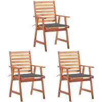 vidaXL Garten-Essstühle 3 Stk. mit Kissen Massivholz Akazie