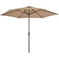 vidaXL Sonnenschirm mit LED-Leuchten und Stahlmast 300 cm Taupe