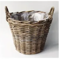 Pflanzen-Kölle Pflanzkorb, Rattan mit Folieneinsatz, grau, ca. Ø 35 x H 25 cm