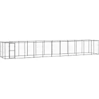vidaXL Outdoor-Hundezwinger mit Überdachung Stahl 26,62 m2 3082297