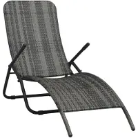 vidaXL Klappbare Sonnenliege Poly Rattan Grau