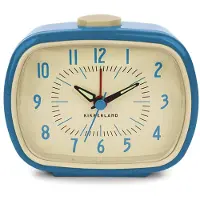 Kikkerland Retro Oldshool Wecker Analog, leises Ticken, Wecker ohne Ticken, Blau