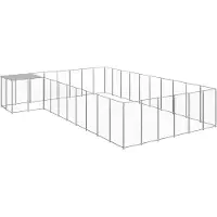 vidaXL Hundezwinger Silbern 19,36 m² Stahl