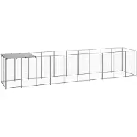 vidaXL Hundezwinger Silbern 6,05 m² Stahl