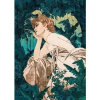 Komar Vliestapete "Digitaldruck Vlies - Songes Vert - Größe 200 x 280 cm" bedruckt glatt Wohnzimmer, Schlafzimmer