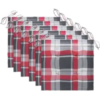 vidaXL Gartenstuhl-Kissen 6Stk. Rot Karomuster 50x50x4cm Oxford-Gewebe