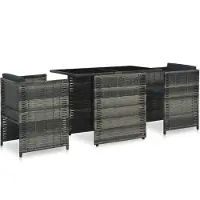 vidaXL 3-tlg. Bistro-Set mit Auflagen Poly Rattan Grau