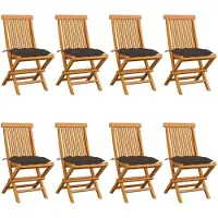 vidaXL Gartenstühle mit Taupe Kissen 8 Stk. Massivholz Teak