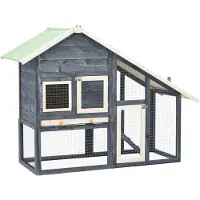 vidaXL Kaninchenstall Grau und Weiß 140x63x120 cm Tanne Massivholz