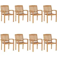 vidaXL Stapelbare Gartenstühle 8 Stk. Massivholz Teak