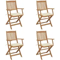 vidaXL Klappbare Gartenstühle 4 Stk. mit Kissen Massivholz Akazie