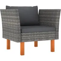 vidaXL Gartensofa Poly Rattan und Eukalyptus Massivholz